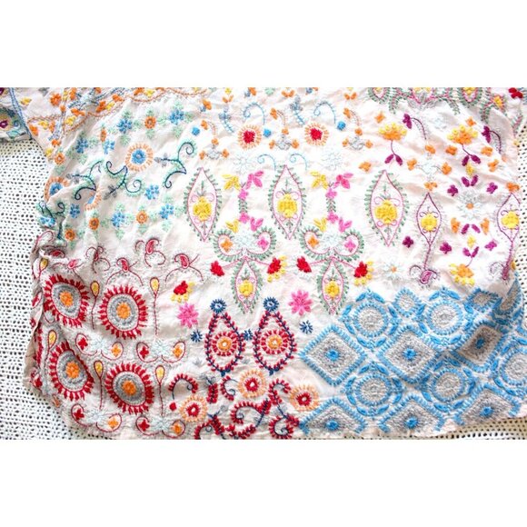 Johnny Was Floral Embroidered Top Boho Blouse Tropical Casual Travel Size Small? - Picture 7 of 10